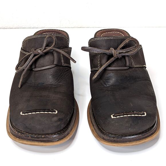 Vintage Y2K Donald J. Pliner Clogs Heels Square Toe Brown Suede Bow Preppy VTG 7 - Picture 5 of 11